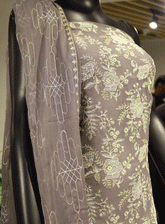 Royal Fashions Embroidered Chiffon Unstitched 2 Piece Suit - ET2514 Grey
